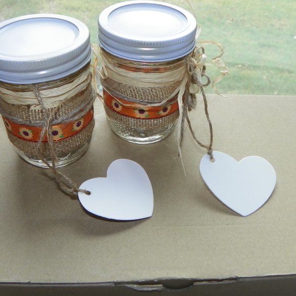 25 Tags White Heart Burlap Name Label - Picture 4 of 4